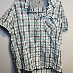 Kenneth Cole Blue Green Plaid Button Down Shirt